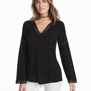 WHBM Long-Sleeve Embroidered Lace Top - Sz S